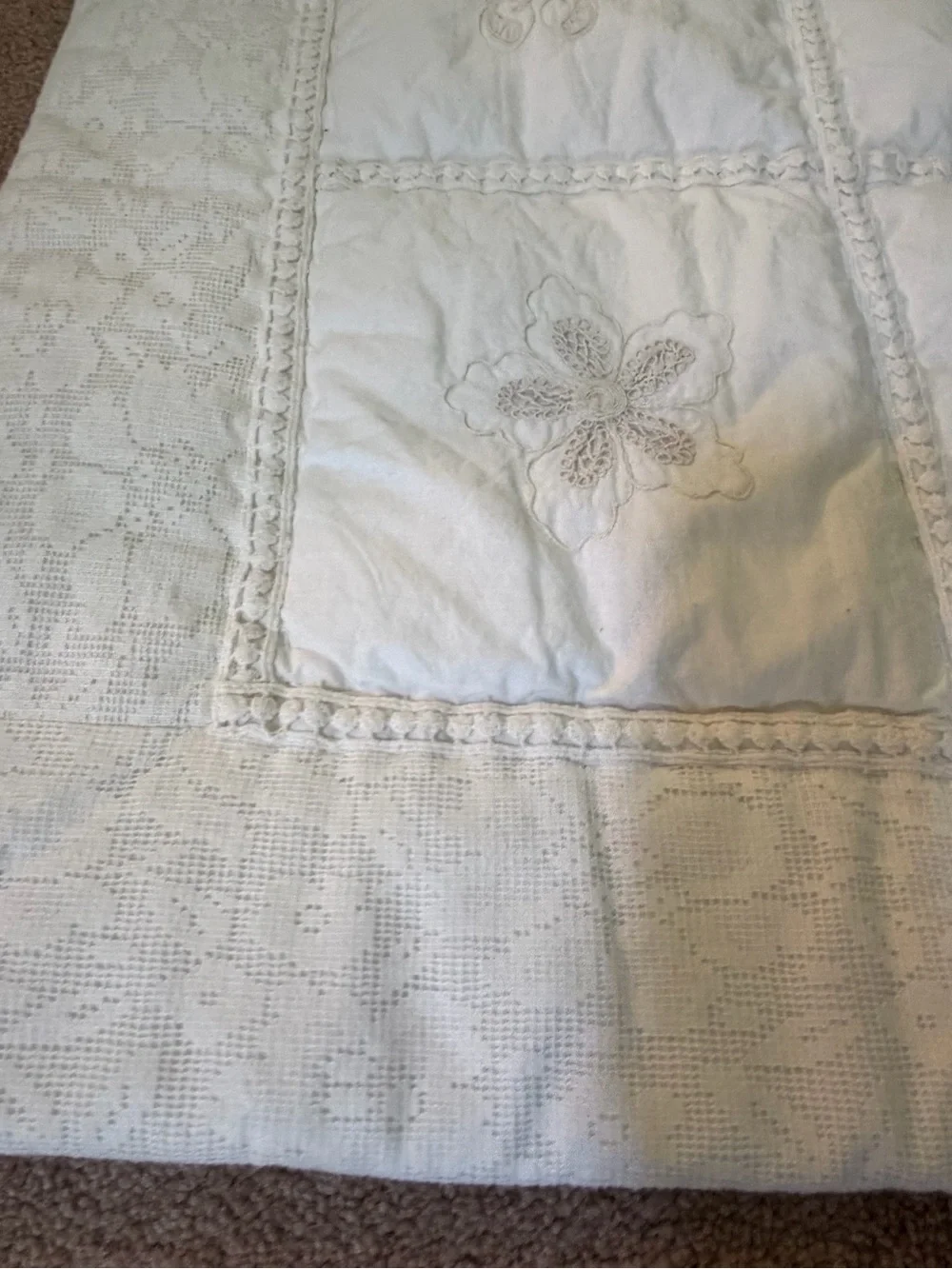 New Anthropologie vienne floral cotton embroidered euro sham lace white cover